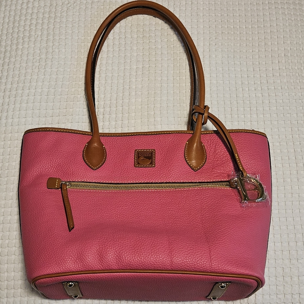 NWT Dooney & Bourke Leather Pebble Tote: Hot Pink - Picture 5 of 16